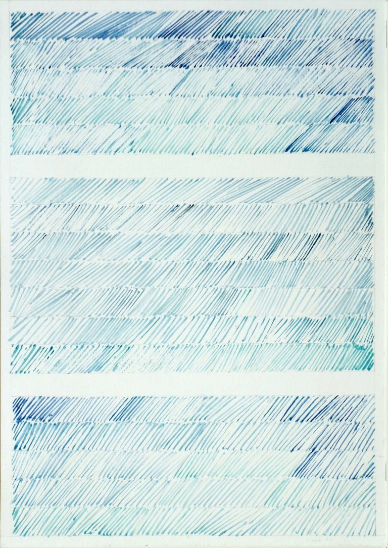 ´for Bashô V`, 082022, pigments, gouache on paper, 29,7 x 21 cm, Kuenstlerin-Koeln
