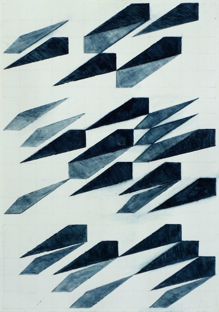´for Bashô XI`, 082022, pigments, gouache on paper, 29,7 x 21 cm, Kuenstlerin-Koeln