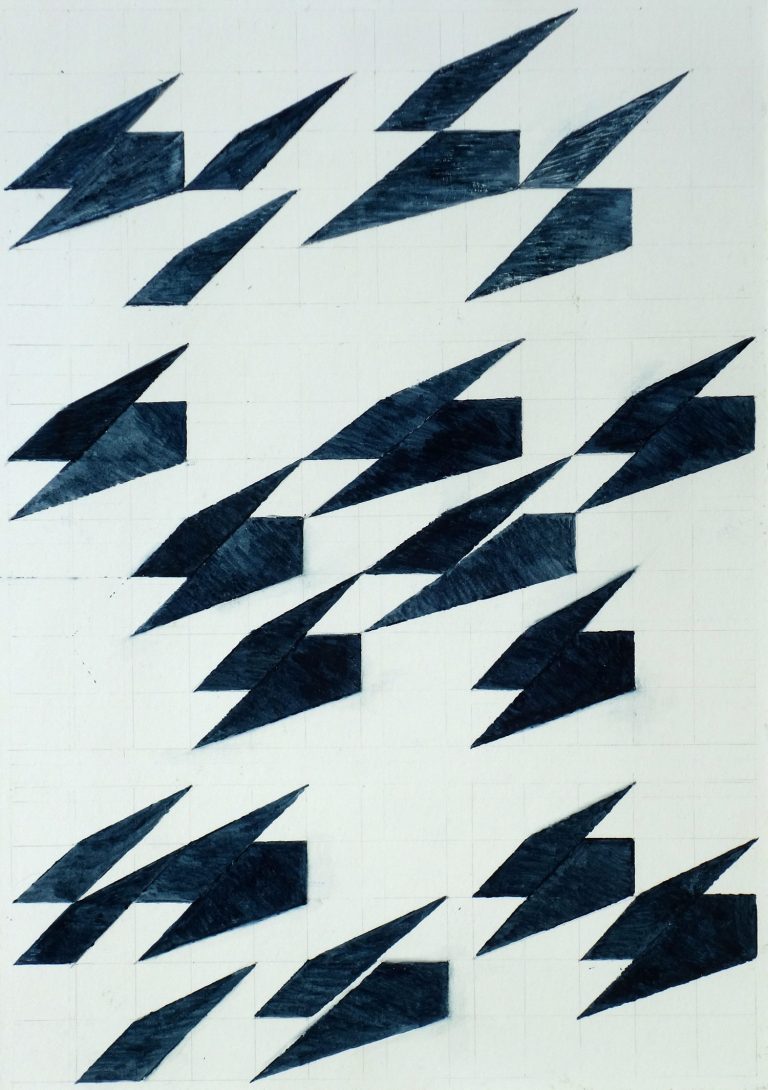 ´for Bashô XI`, 082022, pigments, gouache on paper, 29,7 x 21 cm, Kuenstlerin-Koeln