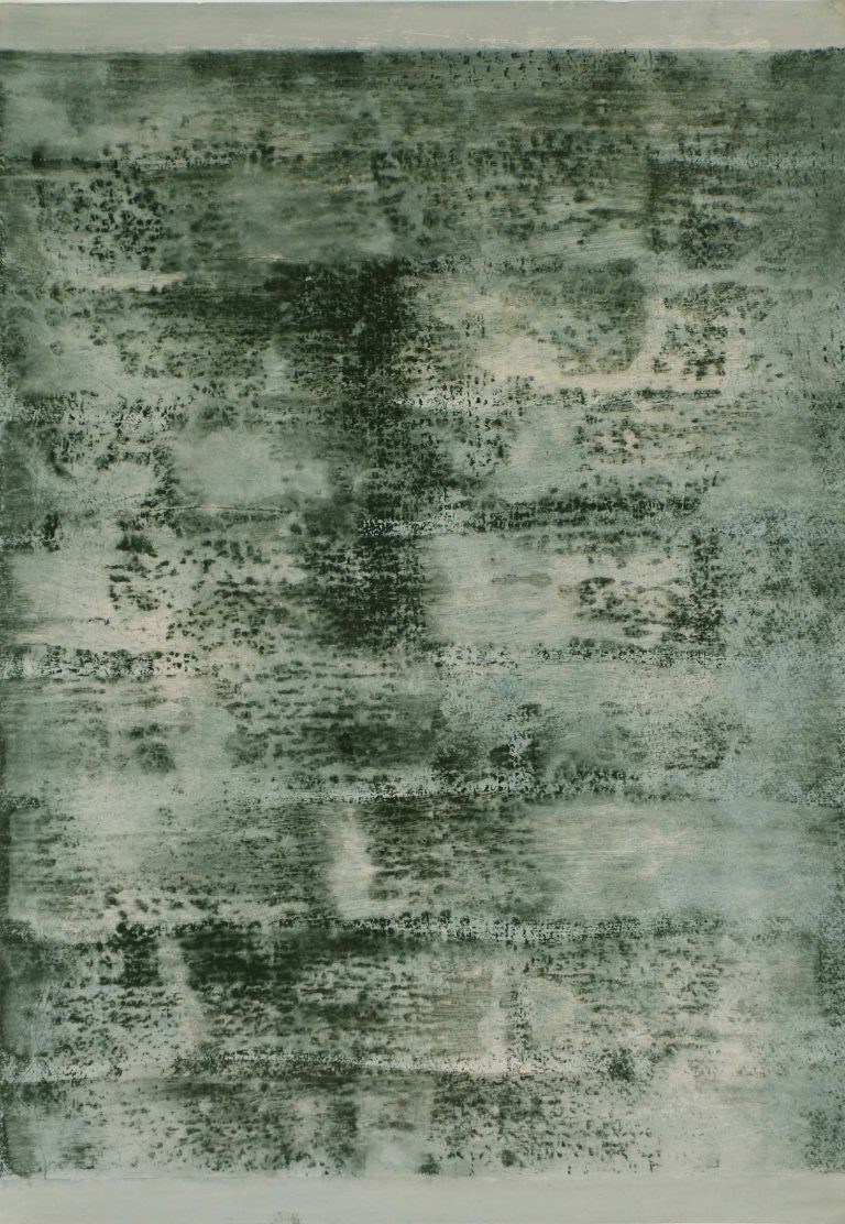 ´japanese landscape IV`, 082022, pigments, acrylic, linoleum, print, 50x35 cm, Kuenstlerin-Koeln