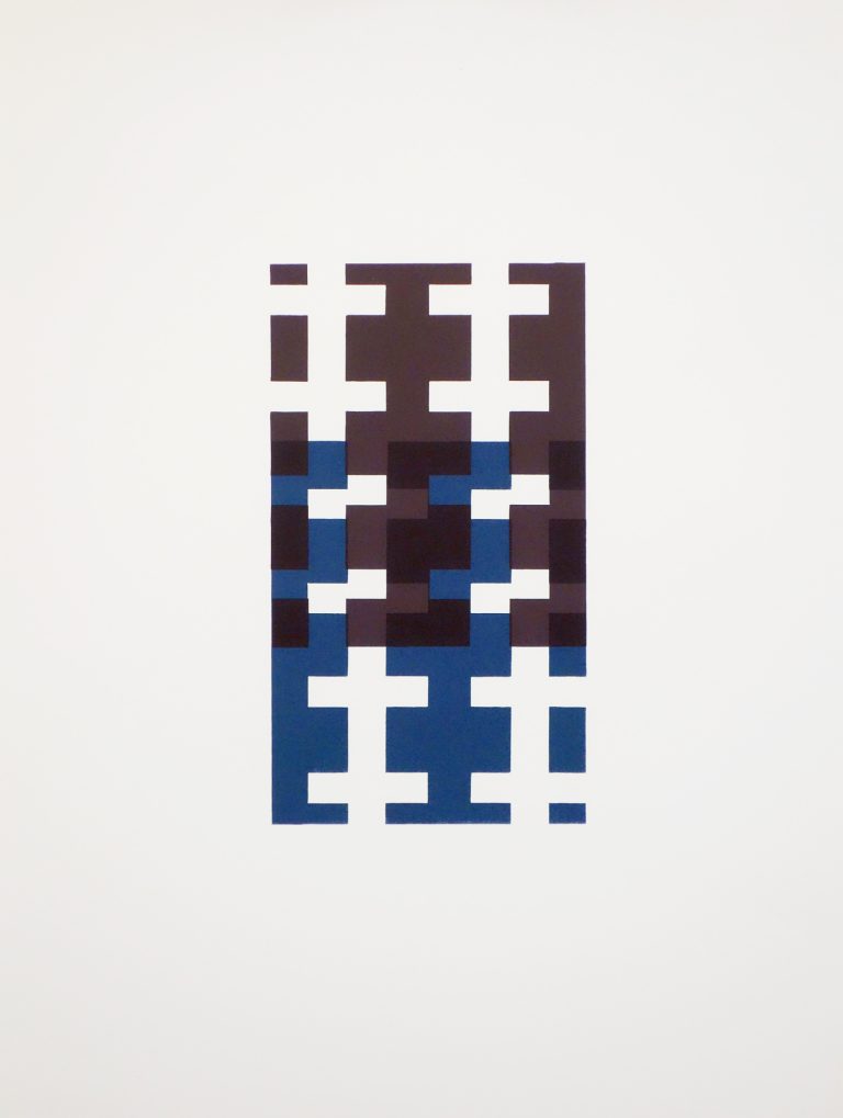 ´blue white and brown white double on white, serie B (for Agnes)`, 2001, 69 x 50 cm, Kuenstlerin-Koeln